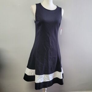 Kmart Jaclyn Smith Collection Black Color‎ Block Fit Flare Dress Women M M